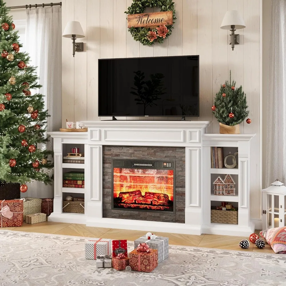 

Electric Fireplace with Mantel, Fireplace TV Stand for TVs Up Modern Entertainment Center with Storage,