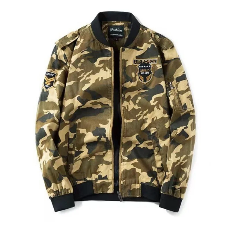 Autumn men's jacket camouflage pure cotton military jacket loose large size casual jacket