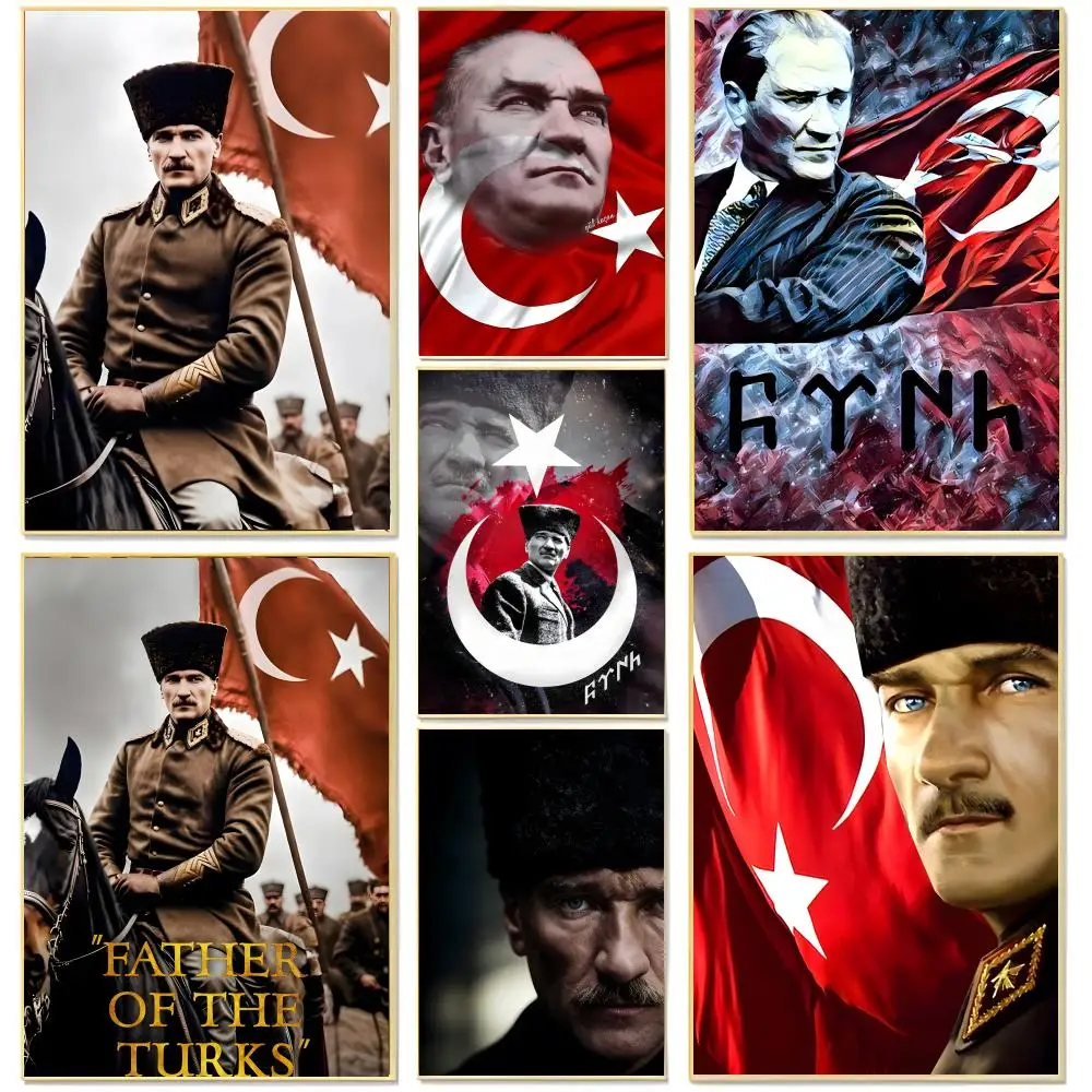 historical leader political figure Mustafa Kemal Ataturk Poster Living Room Bedroom Decorative Print Unframed Decor