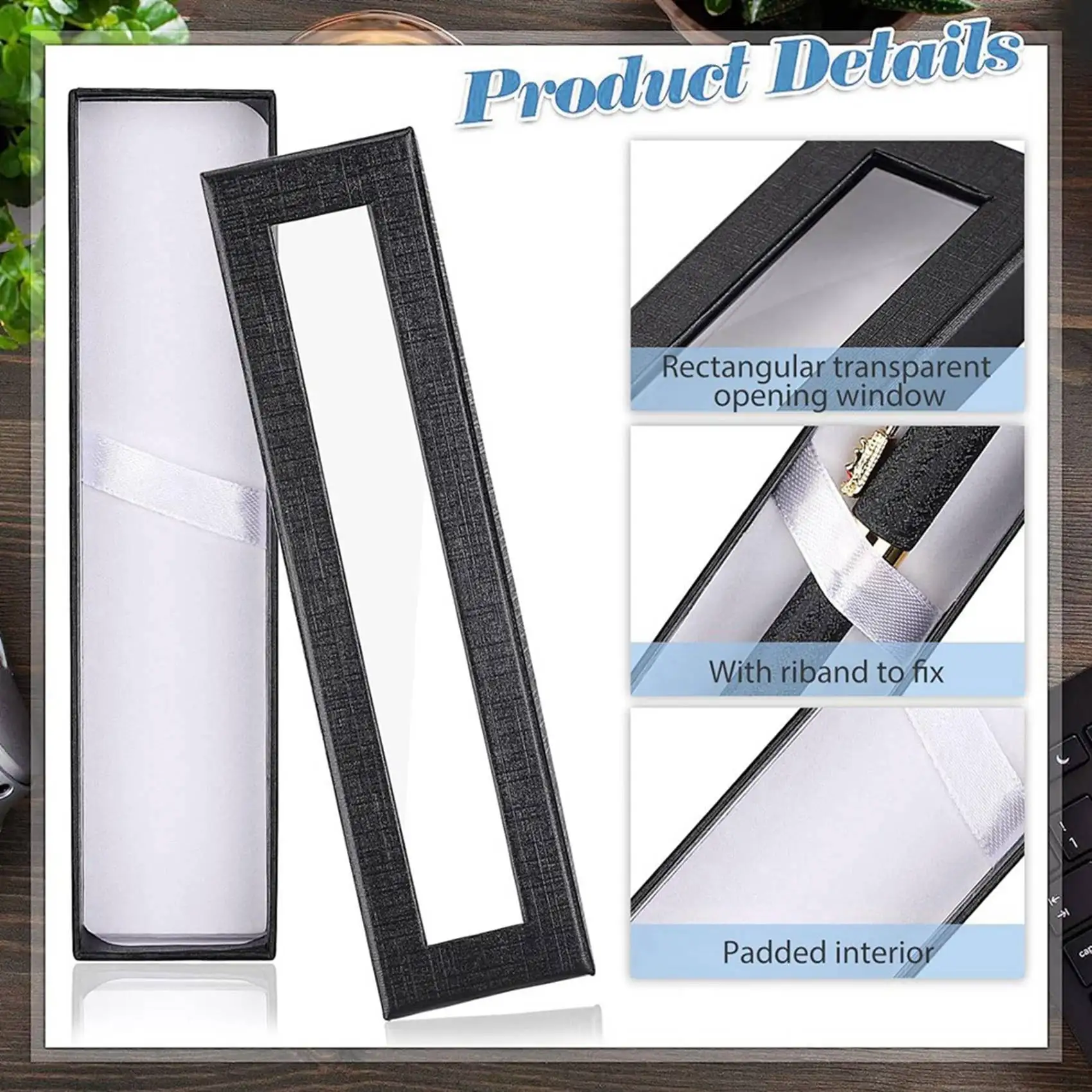 A48R-60PCS Empty Pen Gift Box With Clear Lid, Cardboard Pen Case, Pen Packaging Box For Pencil Ballpoint Fountain Pen Jewelry