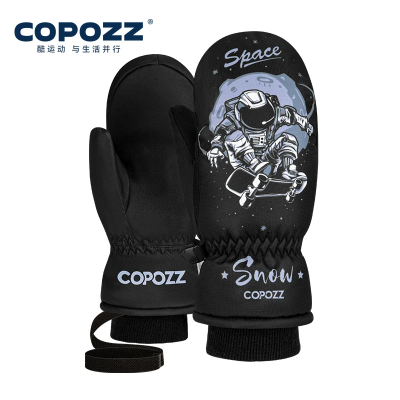 COPOZZ Children's Ski Gloves Wear-resistant Waterproof Windproof  Winter Keep Warm Cute Cartoon Ultralight Snowboard Gloves