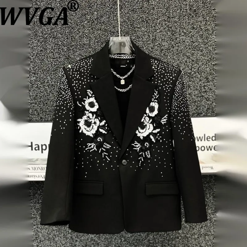 

WVGA Spring Autumn New Man High-end Heavy-duty Diamond-embellished Trendy Embroidered Blazer Niche Chic Casual Jacket Ins W22329