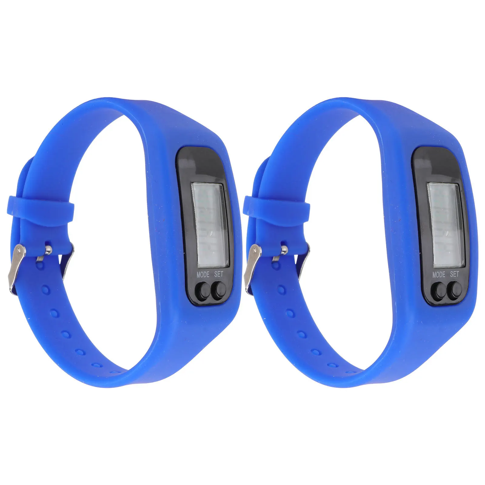 2Pcs Blue Electronic Watch Pedometer Step Counter Walking Distance Calorie LCD Bracelet Durable Longlasting Electronic Watch