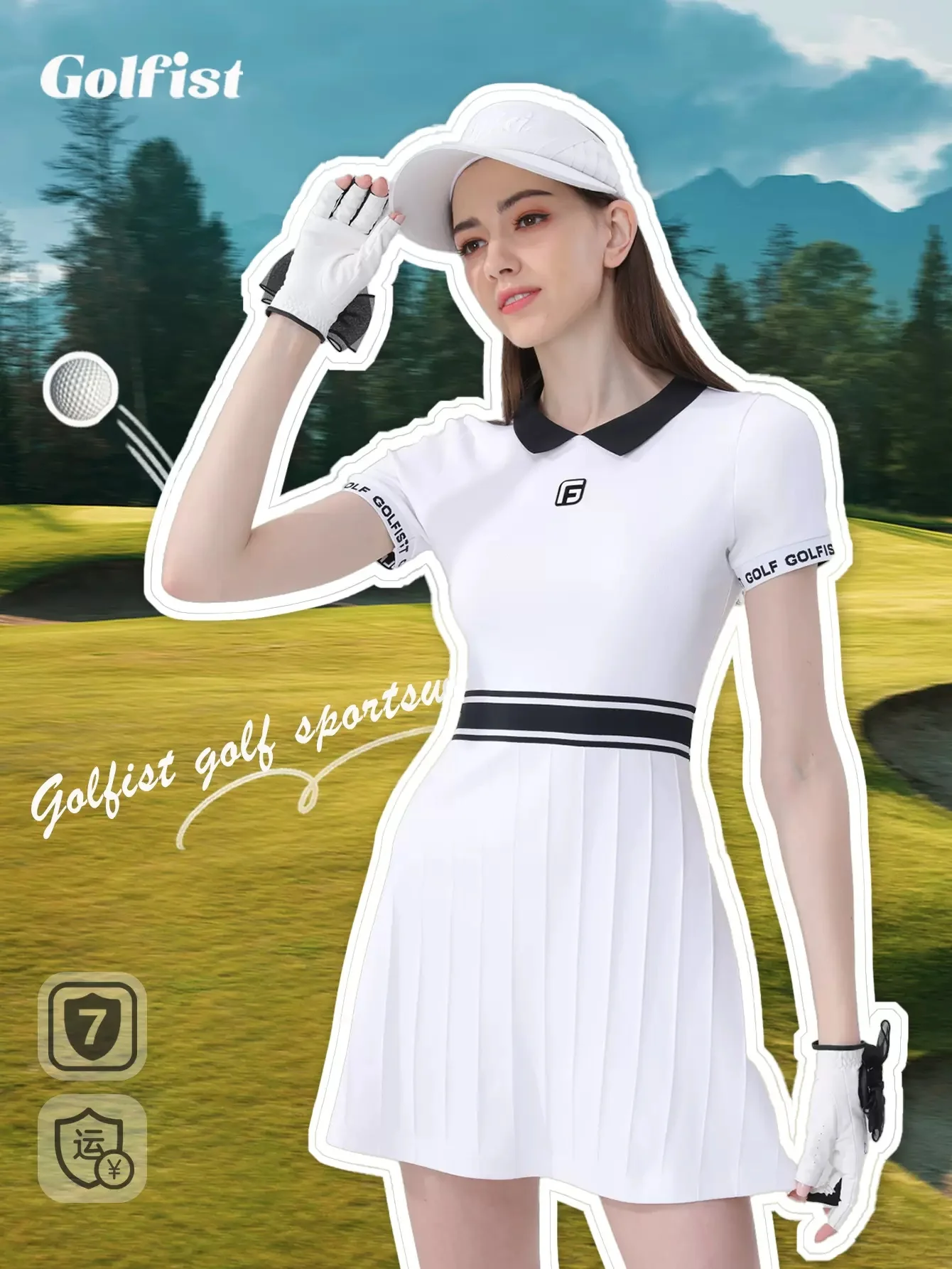 Summer Golf Tennis Dress Women's Korean Version Slimming Badminton Short Sleeve Women's Golf Women's Clothing Set Women