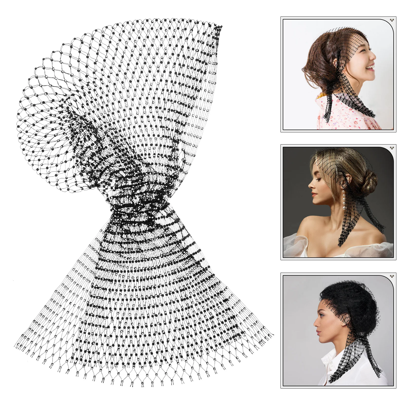 

Mesh Headband For Women Rhinestone Bandana Festival Rave Party Accessory Headscarf Stylish Hair Net Lightweight