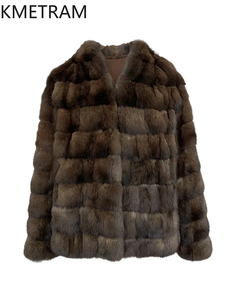 Natural Sable Fur Jacket Luxury V Neck Fur Coat Women New Arrivals Jackets for Winter 2024 Womans Clothing Fourrures Femmes