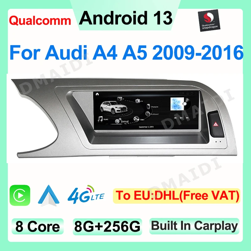 

Qualcomm Android 13 GPS Navigation 8.8" 8 Core Intellgent Central Multimedia Player Wireless Carplay Auto For AUDI A4 S4 B8 A5