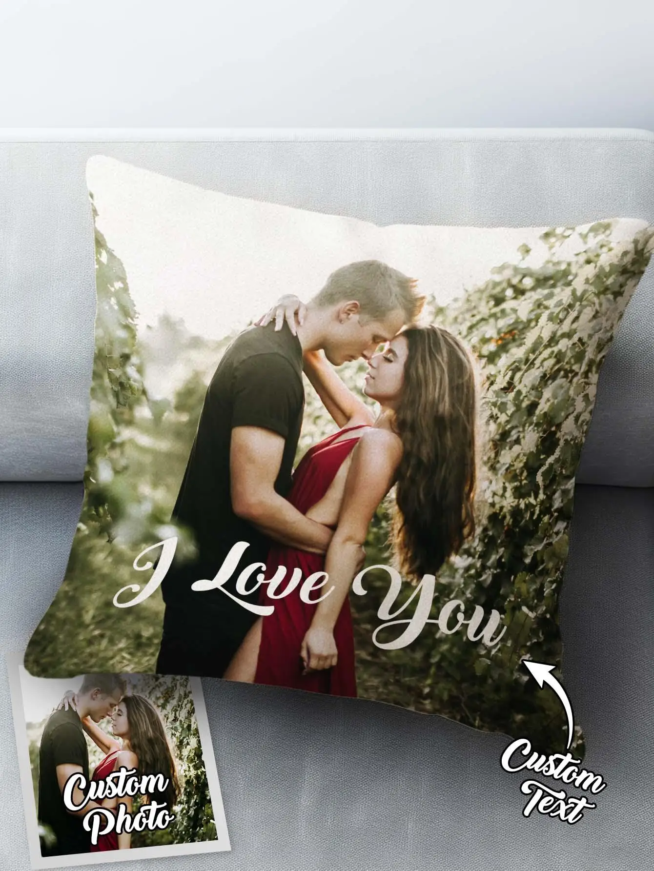 Custom Photo Text Pillow Cover Crystal Velvet 3 Sizes 40 45 50cm Personalized Gift For Mom Dad Couple Home Decor Sofa Bedroom