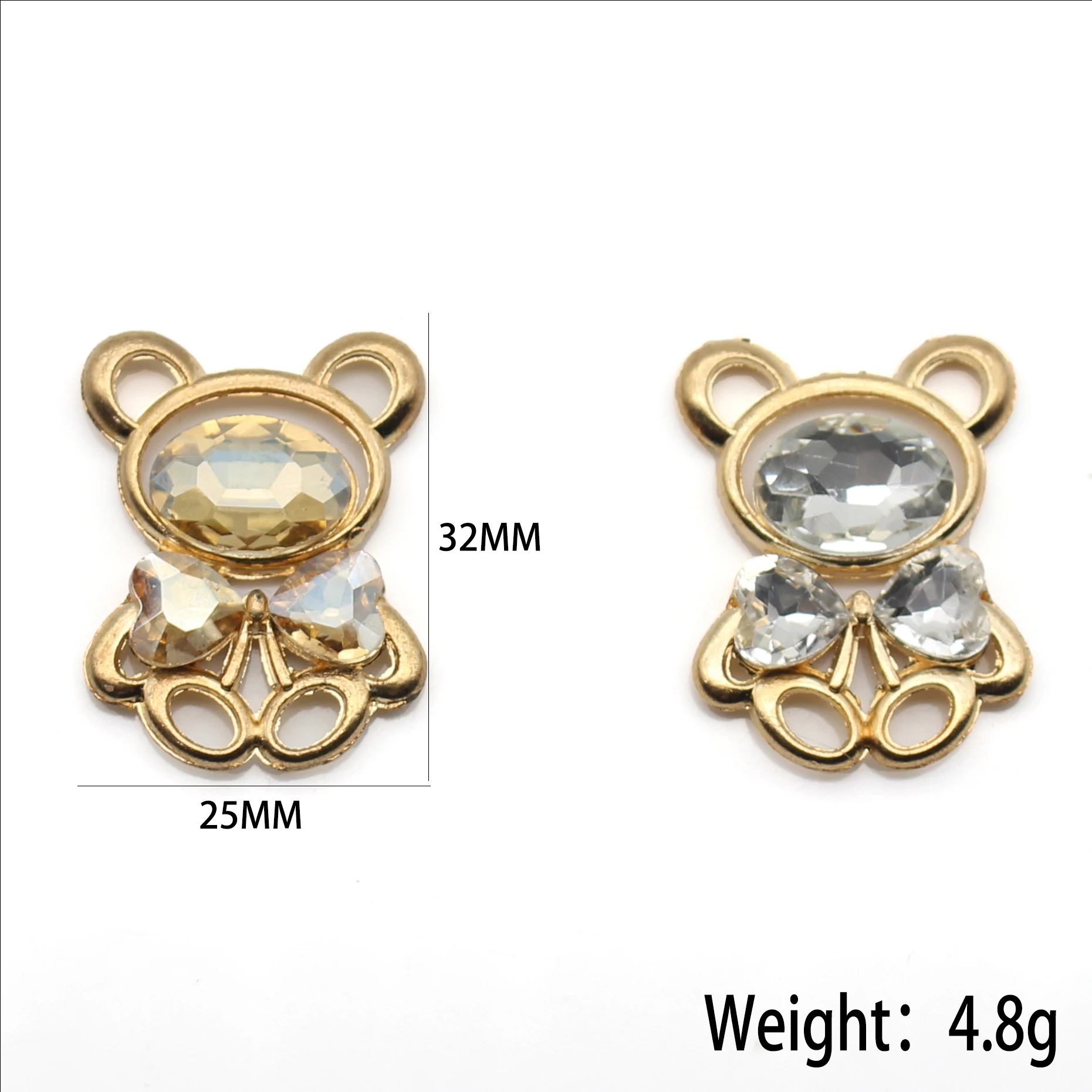 10PCS 32 * 25MM Alloy Little Bear Flash Water Diamond Room Decoration Sewing Tools Glass Flower Hair Clip Decoration Bag Accesso