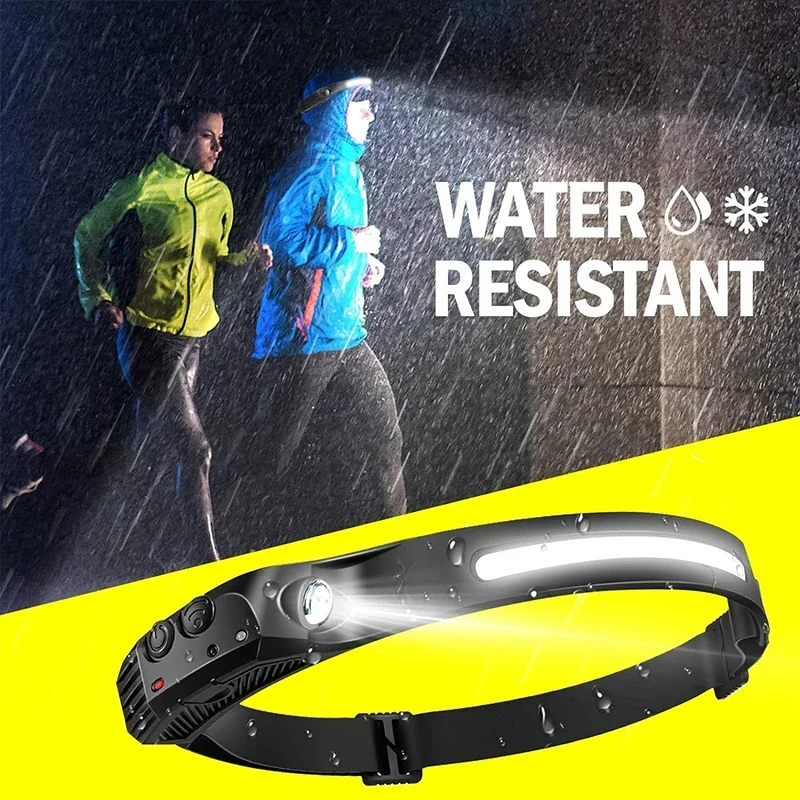 COB LED Headlamp Induction Head Lamp Built-in Battery USB Rechargeable Head Flashlight Outdoor Camping Fishing Sensor Headlight image 5
