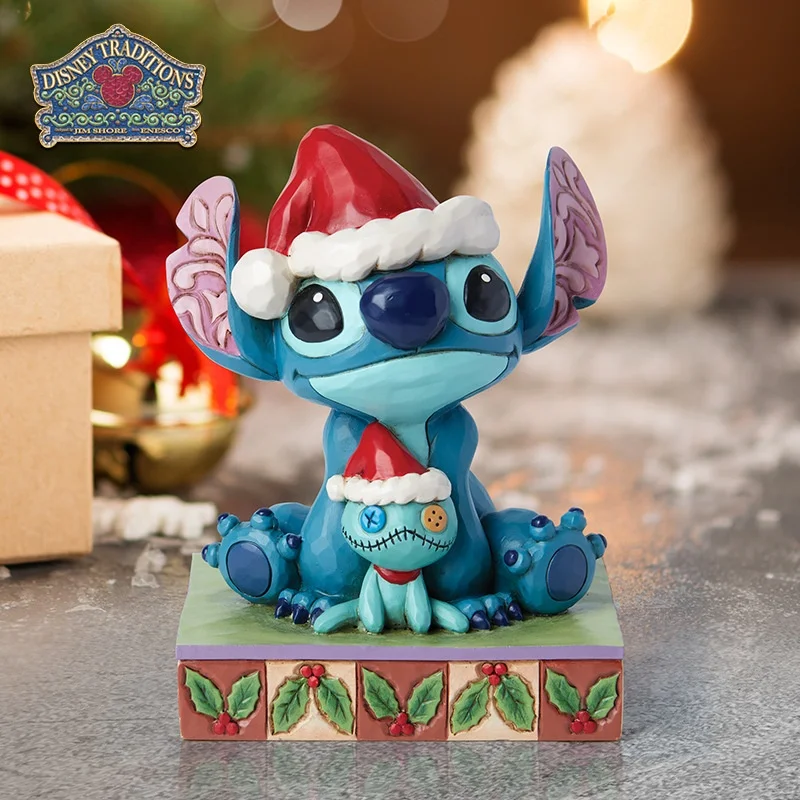 

Disney Stitch & Angel Christmas Figurine Stitch Collectible, Holiday Desk Decor with Movable Parts, Xmas Birthday Gift