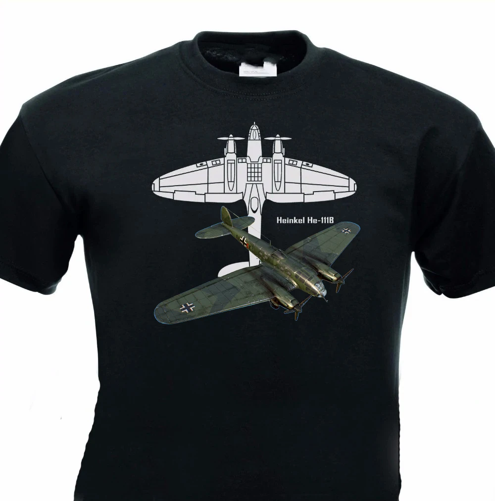 WWII German Heinkel He111 Bomber T-Shirt 100% Cotton O-Neck Summer Short Sleeve Casual Mens T-shirt Size S-3XL