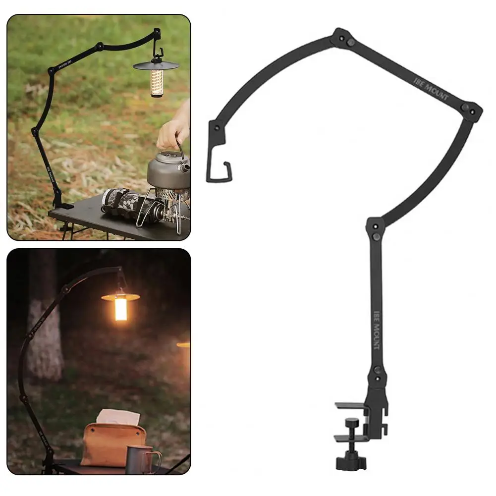 Camping Light Stand Lamp Stand Hook Portable Folding Lantern Stand Ultra-light 360-degree Adjustable Lamp Pole with Hook Ideal