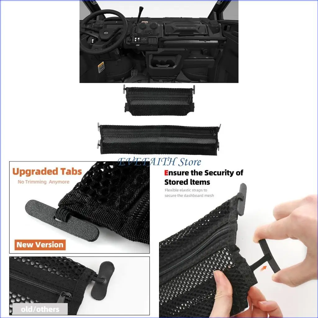 

124B 2pcs Waterproof Dashboard Storage Cargo Net Storage Net 715003129 Multi Compartment Organizing Net for Defender
