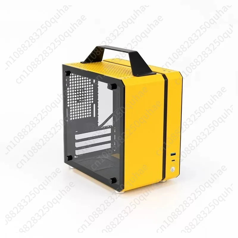 Portable ITX Computer Case, 2mm Aluminum Shell, Mini Desktop Gaming Host Case
