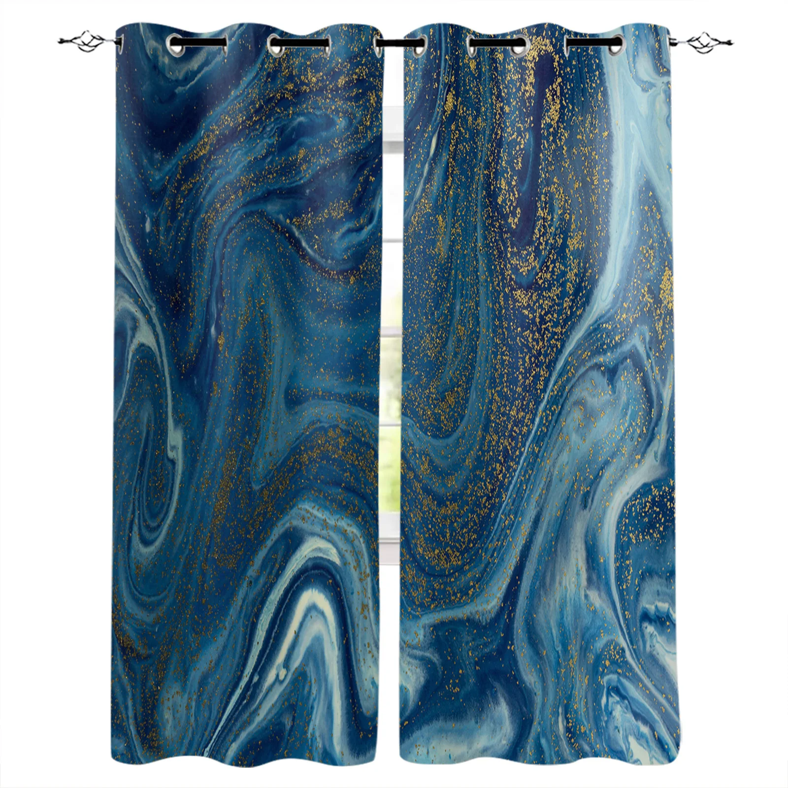 

Marble Blue Abstract Curtains for Living Room Kids Bedroom Blinds Windows Curtain Balcony Hall Custom Drape Long Cortinas