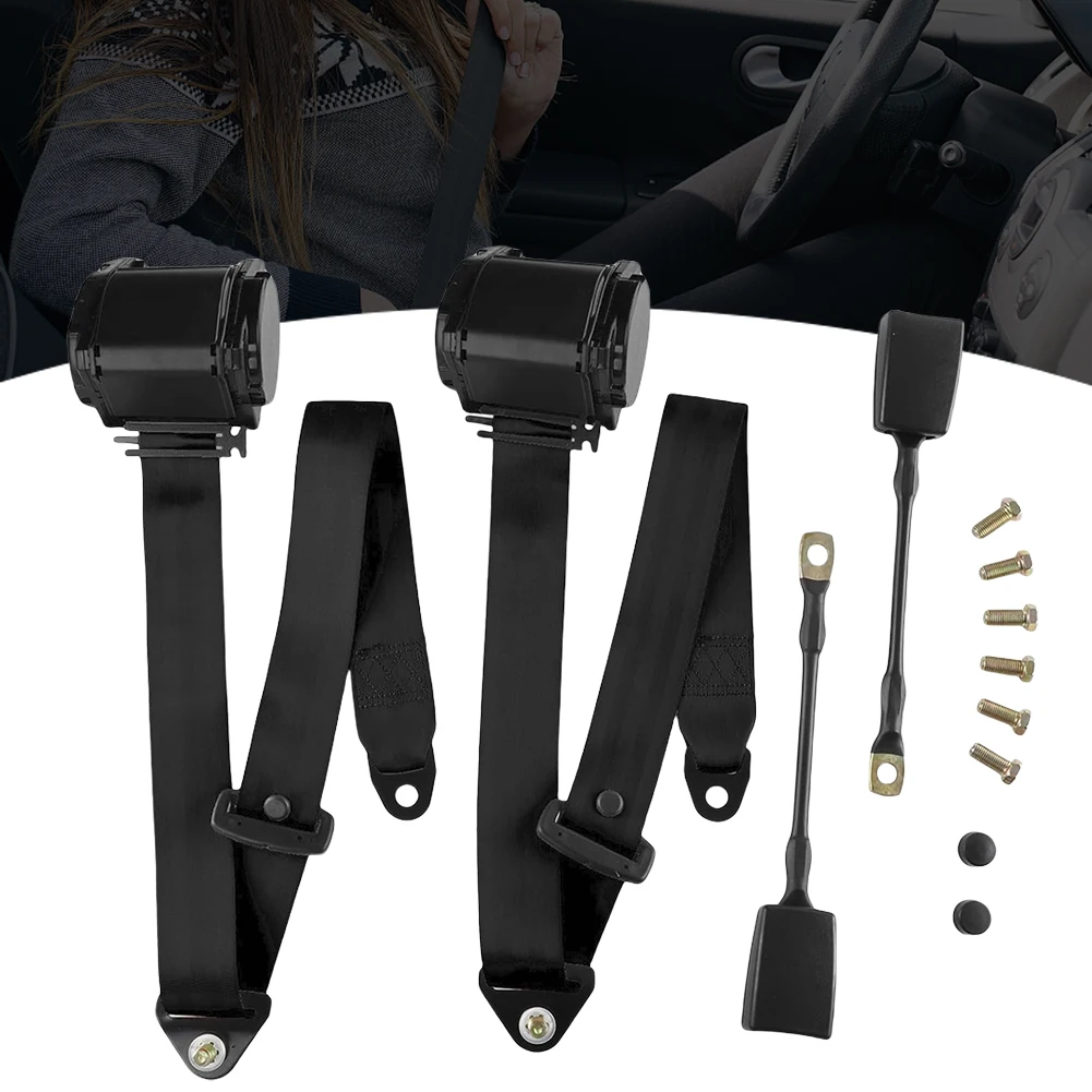 2Pcs Automatic Seat Belt Three-Point Retractable Adjustable Belts Automatic Telescopic Safety Belt for Minivan Pickup and Truck