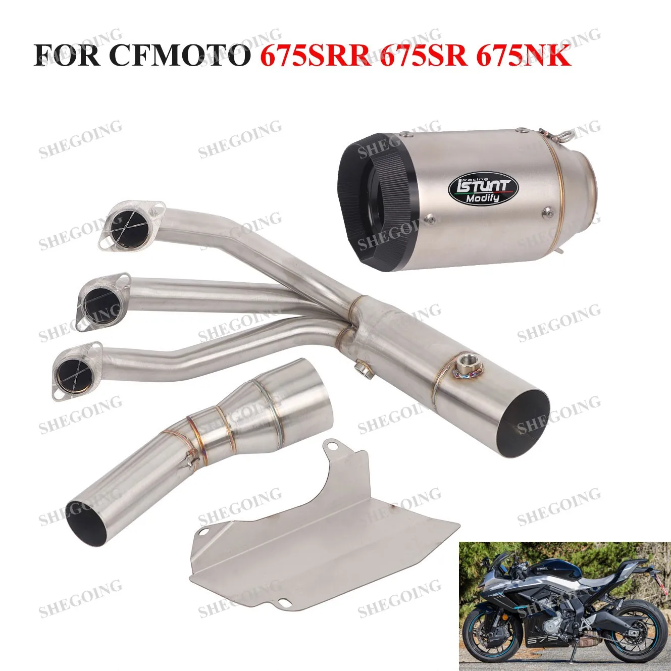 

Slip On For CFMOTO 675SRR 675SR 675NK Motorcycle Exhaust Escape Full System 675SRR Exhaust Short Muffler