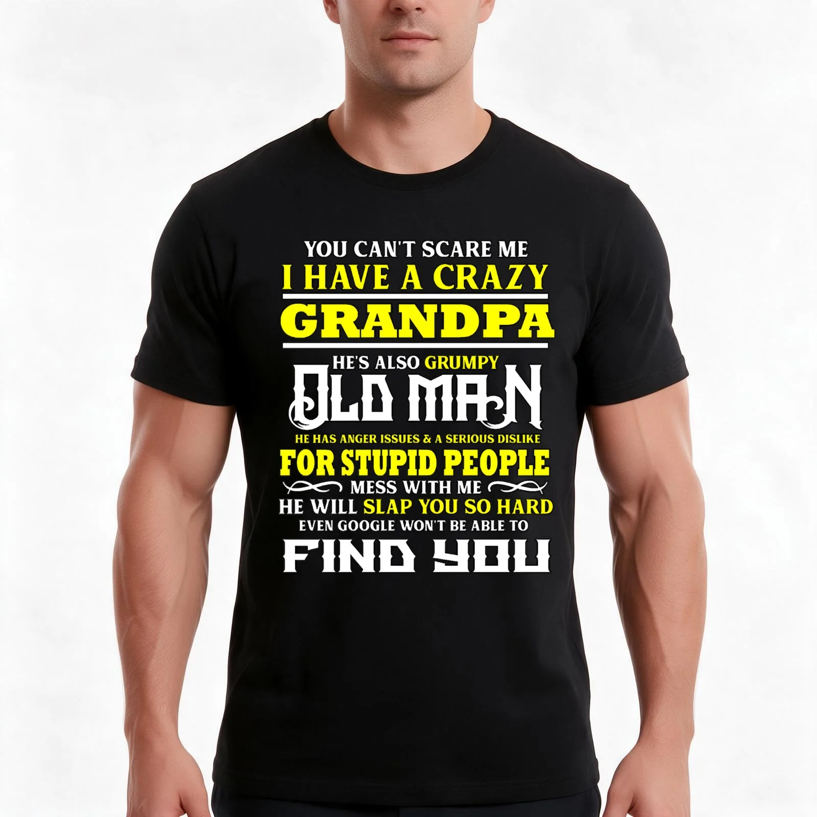 Crazy Grandpa Old-man Google Grandfather Pap Gift T-Shirt, Summer Casual Cotton Tee, Oversized Streetwear Tops, Unisex Men Women