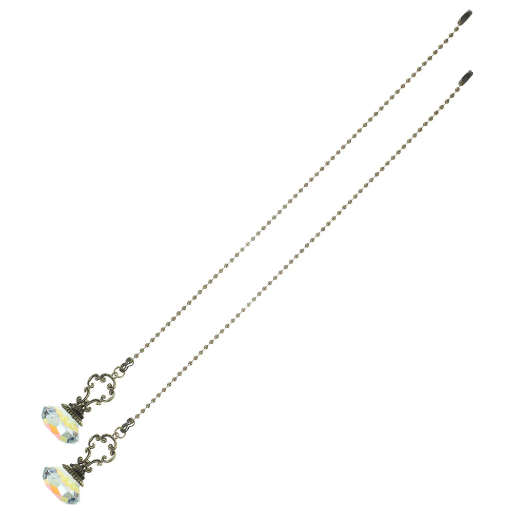 

2 Pcs Bead Chain Light Switch Rope White Crystal Ceiling Fan Cord Extension Puller