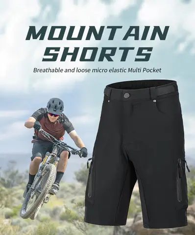 Men's Cycling Shorts Mountain Bike Multifunctional Pants with Pockets Breathable Outdoor Hiking Sports Pants