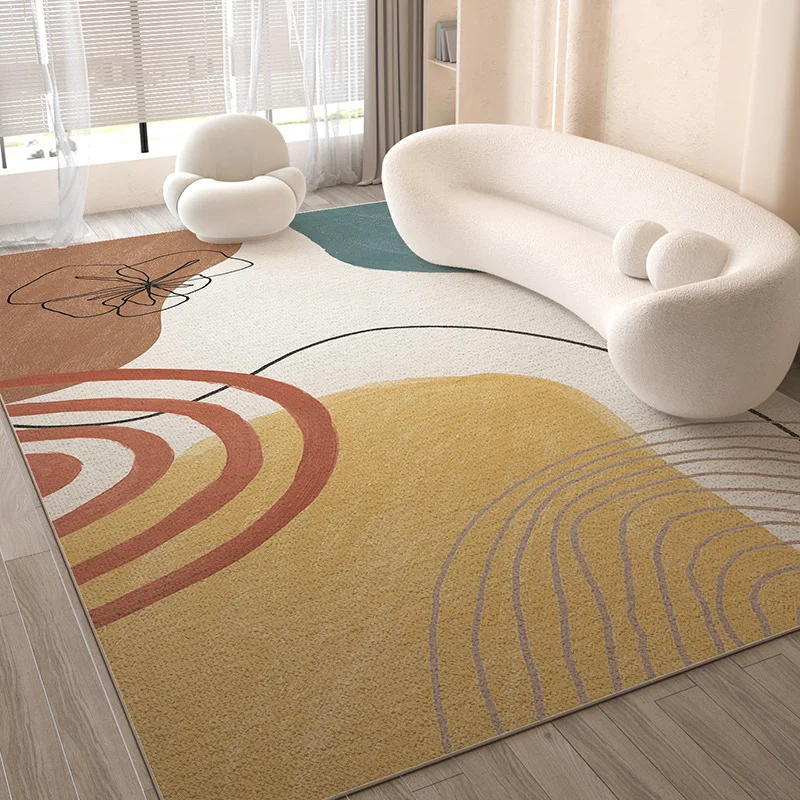الحديثة الحد الأدنى ديكور غرفة المعيشة كريستال المخملية سجادة كبيرة كريم نمط غرفة نوم طاولة القهوة البساط سهلة الرعاية شرفة حصيرة