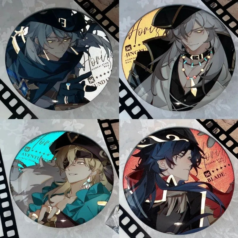 4 قطع لعبة هونكاي: ستار السكك الحديدية Balladeer بليد الأحد كاكافاشا افينتورين جينغ يوان 58 مللي متر شارة عاكسة بروش دبوس #2