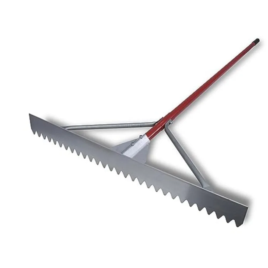 

36 Inch Asphalt Lute Rake with Sharp Blade and 84 Inch Aluminum Handle Red Made in USA