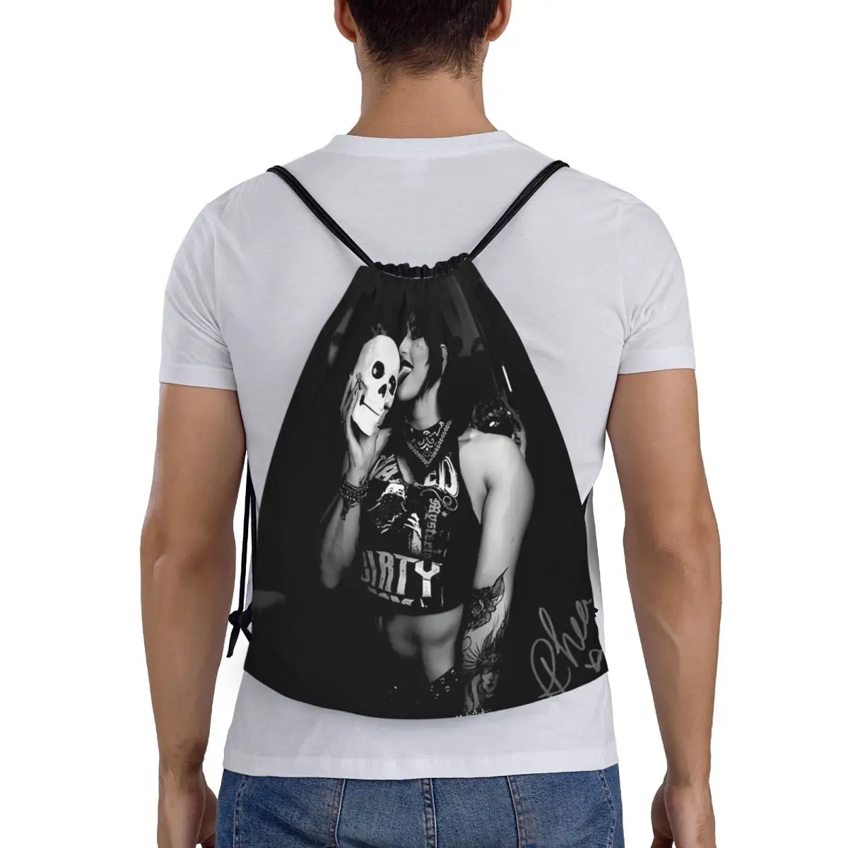 

Rhea Ripley Skull Wrestling Backpacks Fashion Drawstring Bags Shoes Bag Book Bags for Travel Students
