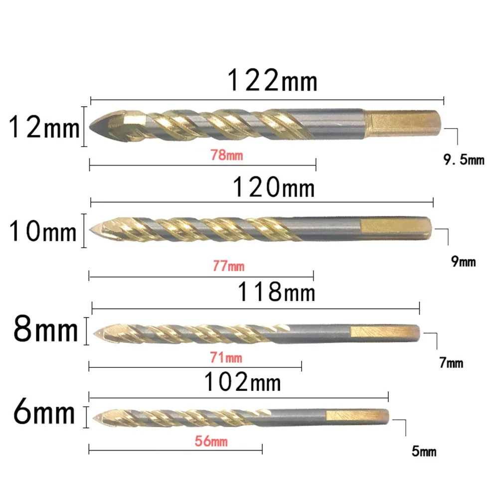 

Concrete Drill Bits Carbide Drill Bits 12mm Cemented Carbide Material Efficient Chip Removal Gold Colored Finish