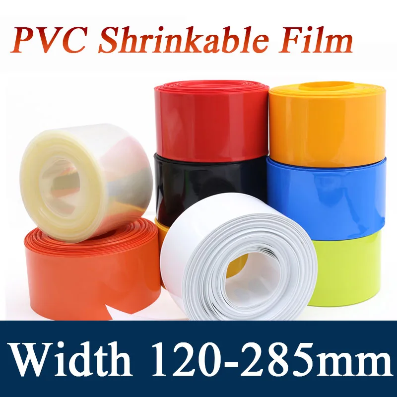 1 Meter Width 120-285mm PVC Heat Shrink Tube 18650 Lithium Battery Shrinkable Film Tape Batteries Insulated Sleeve