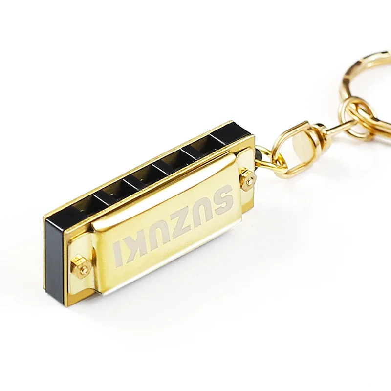 Suzuki Harmonica Mini 5 Holes 10 Tone Harmonica Keychain Key of C Golden Woodwind Instruments Gift mouth organ