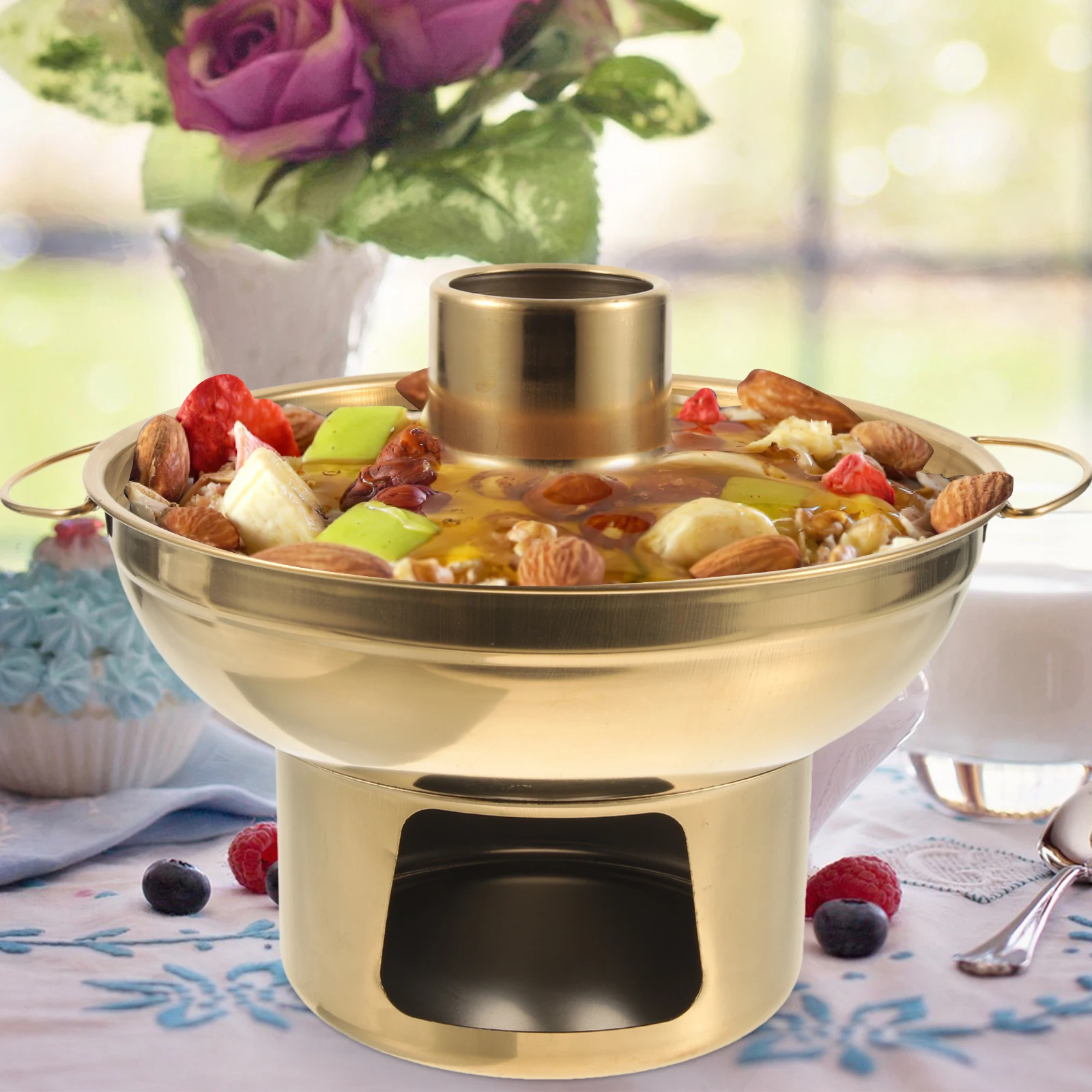 

Stainless Steel Dessert Pot Premium Food Grade Hot Pot Adjustable Fruit Taro Herbal Jelly Container