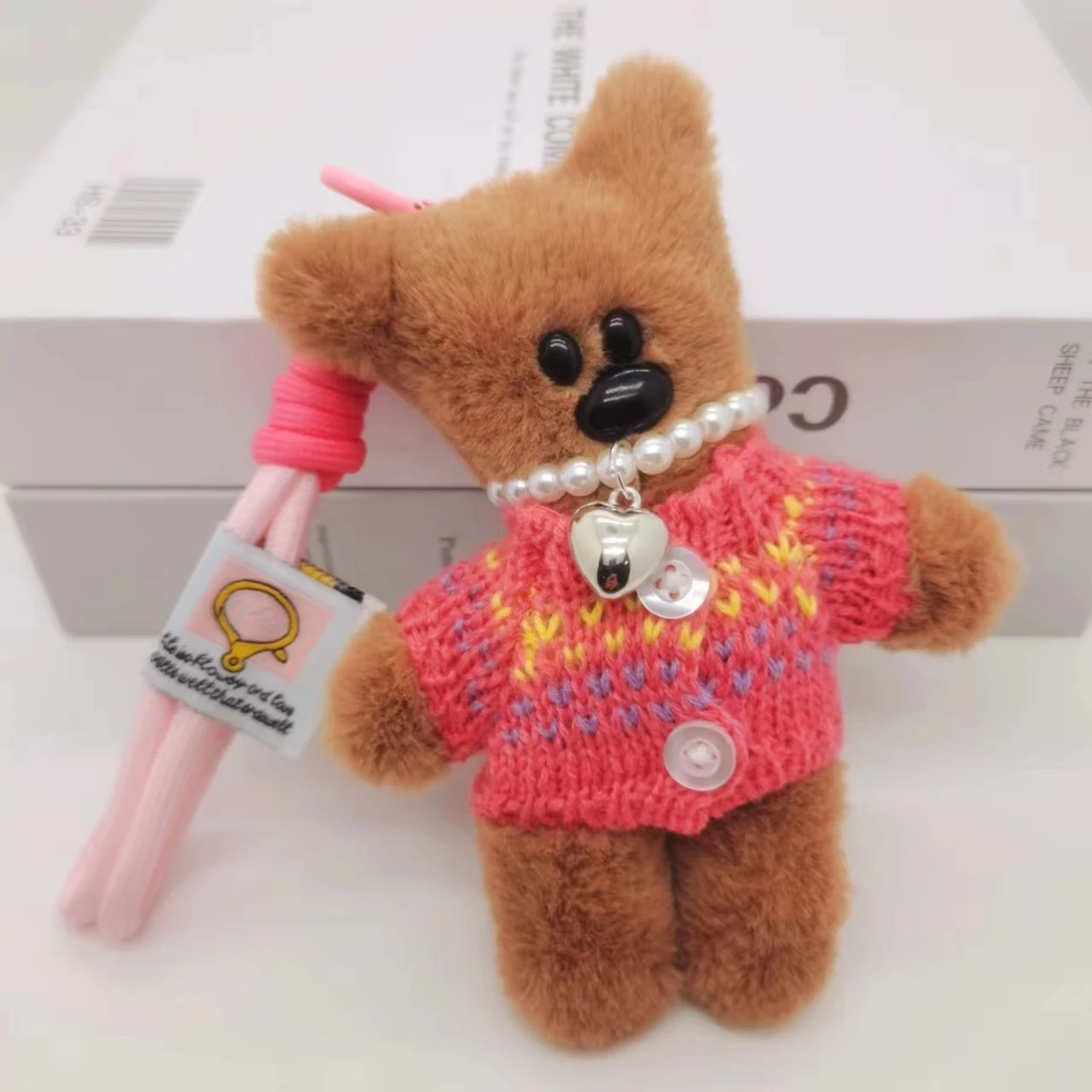 LLavero de oso pequeño Kawaii de 15cm para mujer, colgante de mochila con oso de Maillard, cadena anticaída, bonito llavero de coche, accesorios para bolso de mujer