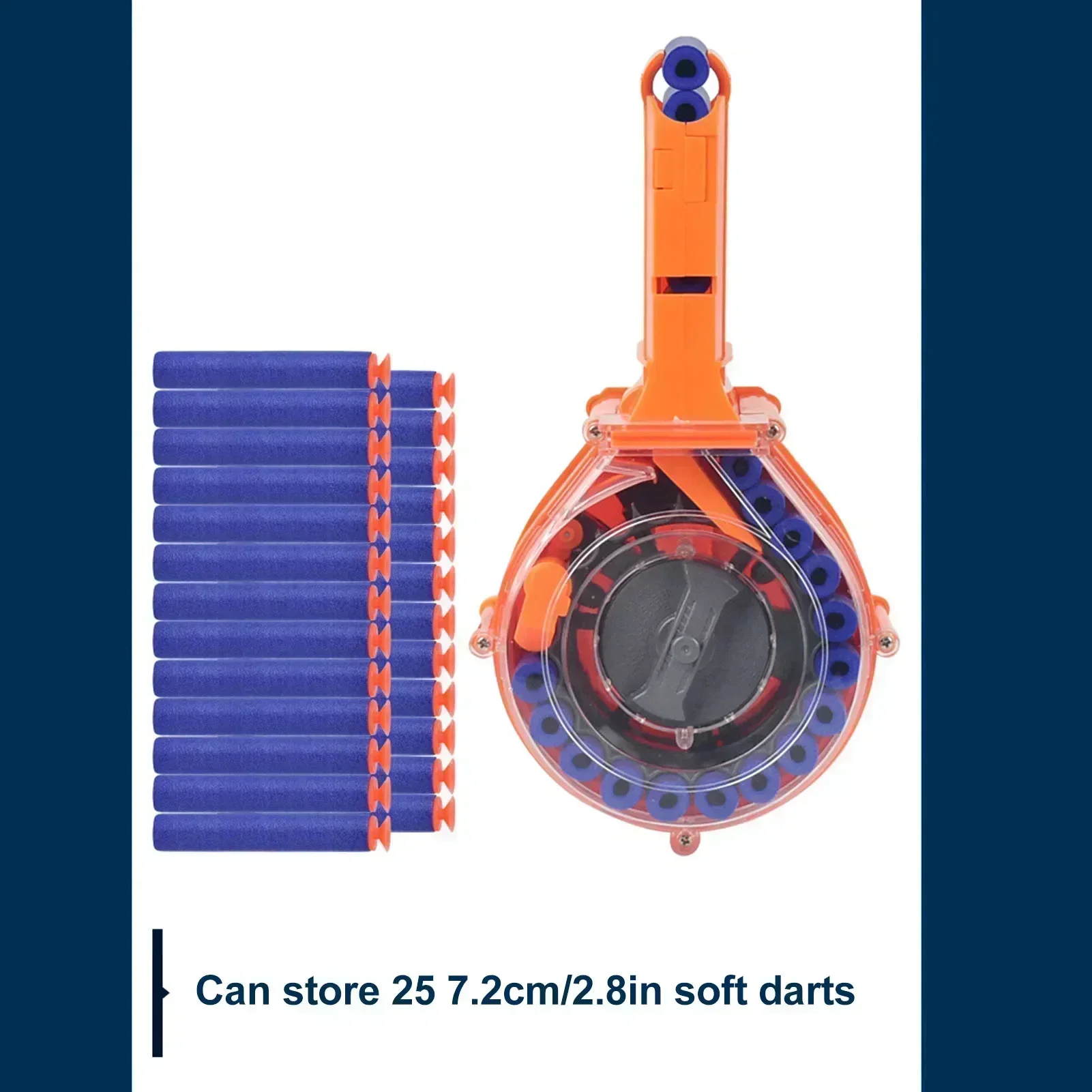[مجلة Toy Clip 25 EVA Foam Soft S Plastic Round Drum Magazine للعبة الرماية.