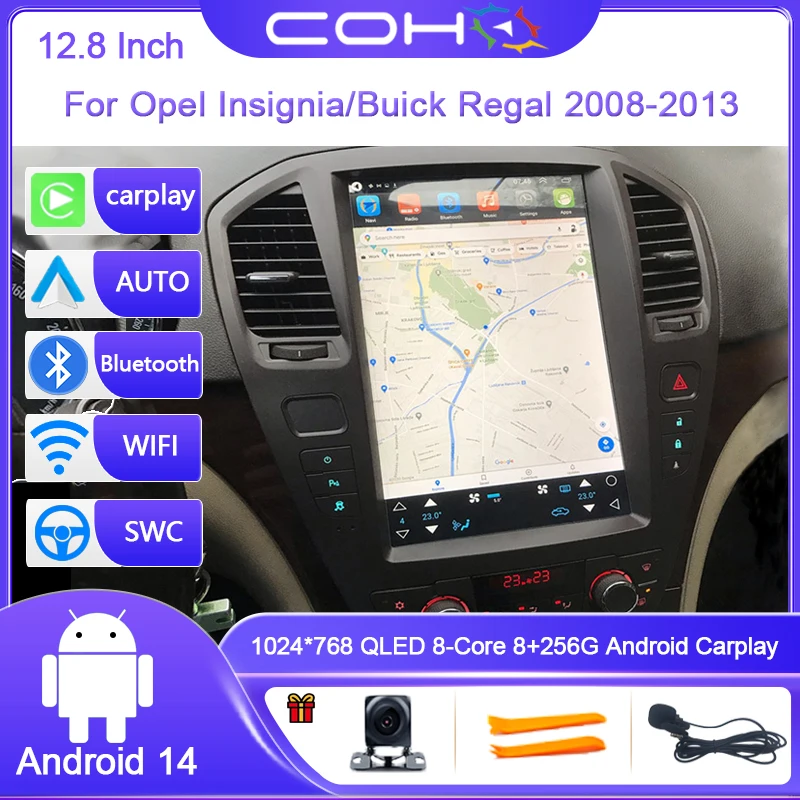12.8Inch For Opel Insignia/Buick Regal 2008-2013 Android14 Car Radio Player Navigation GPS Octa-core Radio Multimedia 4G carplay