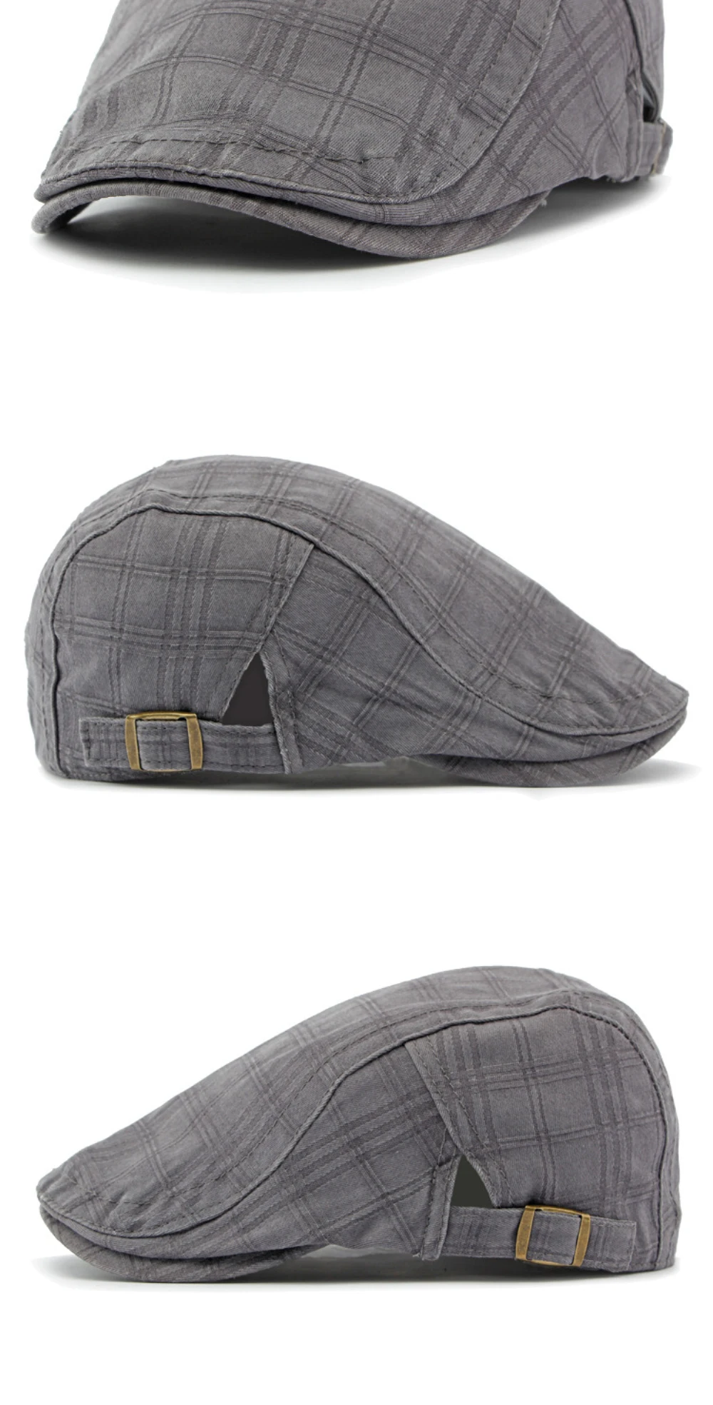 HT4239 Baskenmütze für Alle Jahreszeiten Baumwolle Ivy Flat Cap Damen Vintage Künstler Maler Baskenmütze Herren Unisex Kariert Verstellbare Herren-Baskenmützen – Detail 6