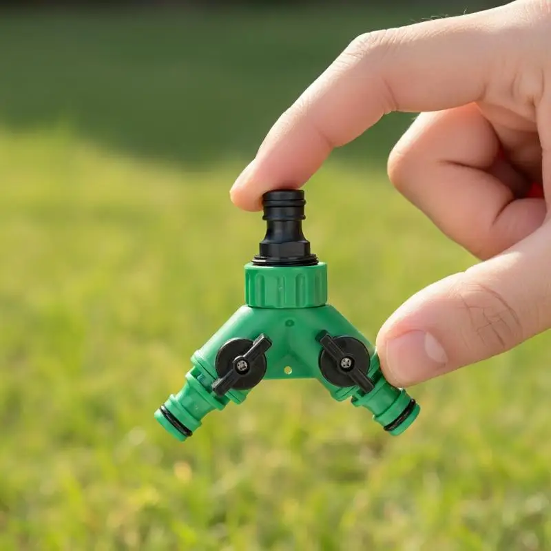 2 Way Garden Water Y Connector Splitter Valve with Independent Switch Quick Plastic Adapter for Farm Watering