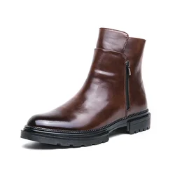 Business Formal Leather Shoes Men Wedding Ankle Boots Fashion Oxford Pointed Brogue Shoes Elegantes Male Casual Shoe Fall Winter