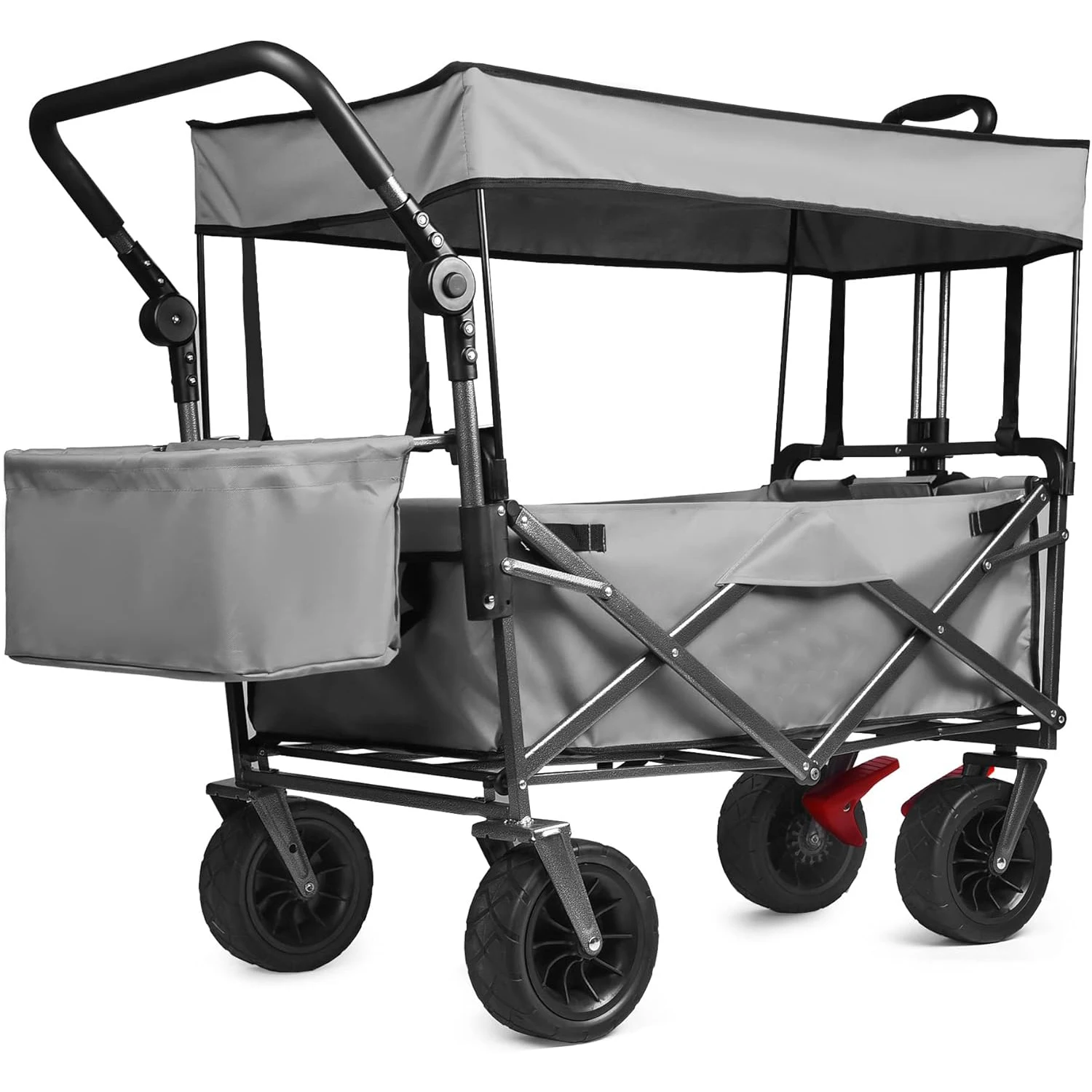 

2025 Collapsible Canopy Wagon - Heavy Duty Utility Outdoor Foldable Garden Cart With Adjustable Push Pulling Handles For Family