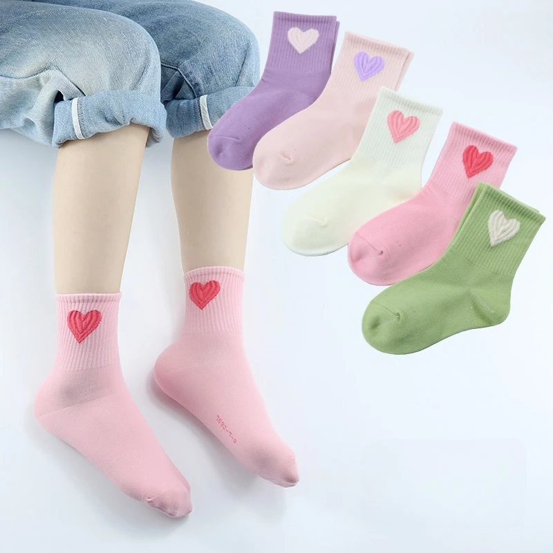 

5Pairs 1-13Year Polyester Girl Mid-tube Socks Good Elasticity Athletic Socks and Baby Clothes Accessories Newborn Clothes