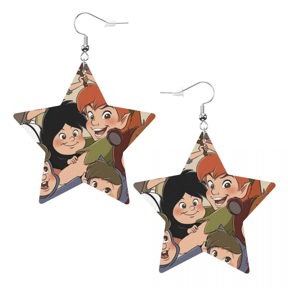 

Custom Peter Pan Wallpaper Leather Teardrop Earrings for Women Leather Earrings Fashion Lightweight for Parties Holidays