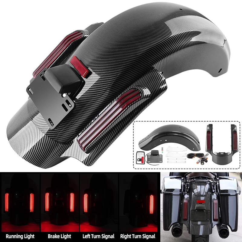 

Motorcycle CVO Style Rear Fender System LED Brake Lights Fascia Set For Harley Touring Road King Road Electra Glide 2014-UP