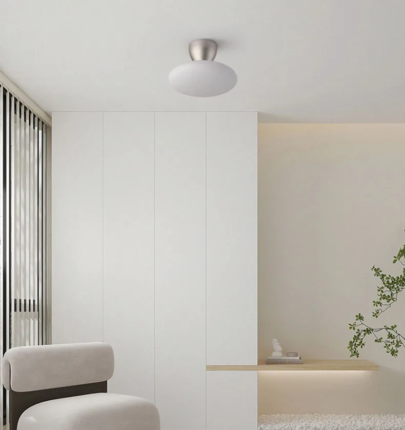Silver Metal White Glass Ceiling Light G4 Bulb