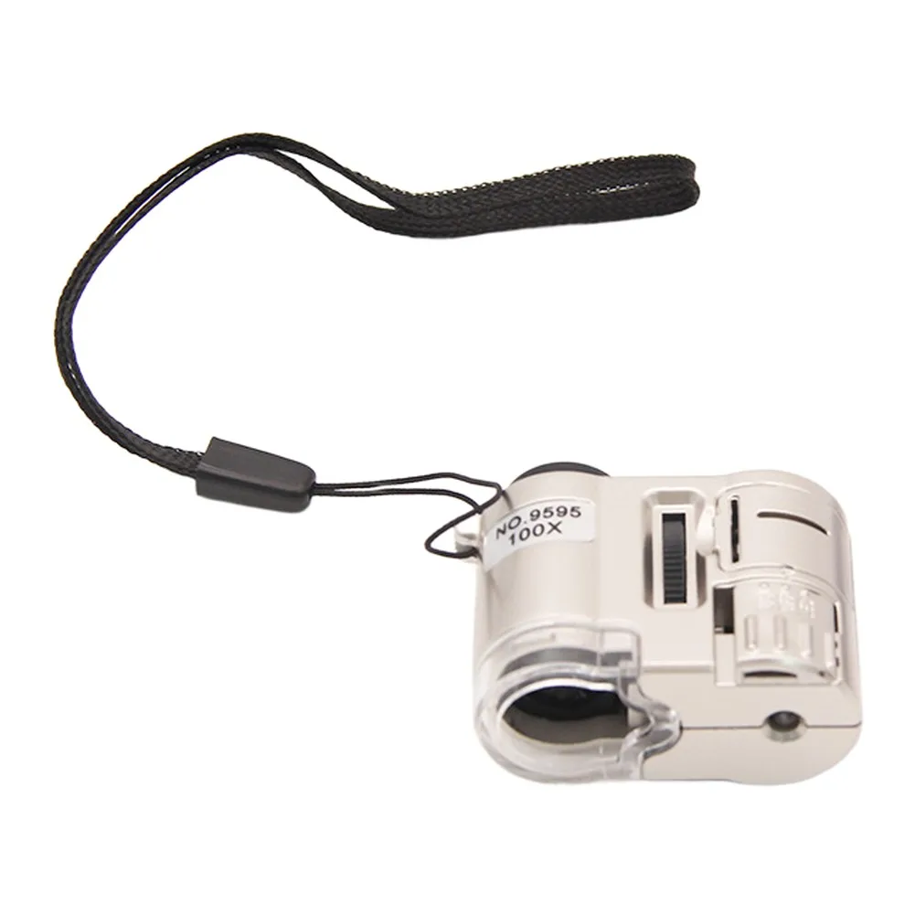 80x 100x Minis Pocket Microscope LED UV Light Portable Magnifier Adjustable Focus Jewelry Fabric Circuit Repair Tool