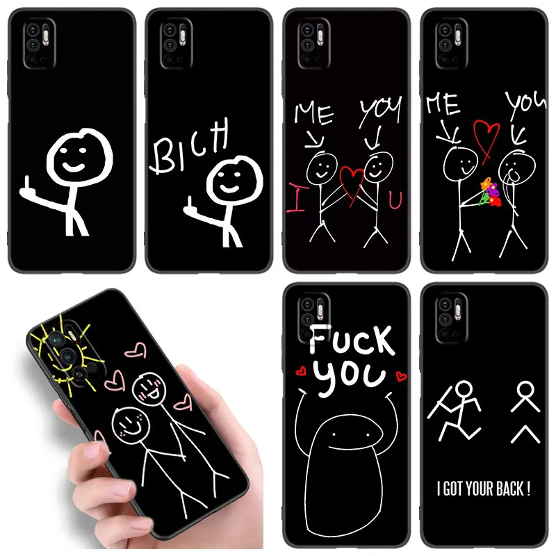 Cartoon Matchman Phone Case For Xiaomi Redmi Note 10 11 11S 12 4G 8 9 11E 11T Pro Plus 10T 5G 8T 9S 10S 12S Black Silicone Cover