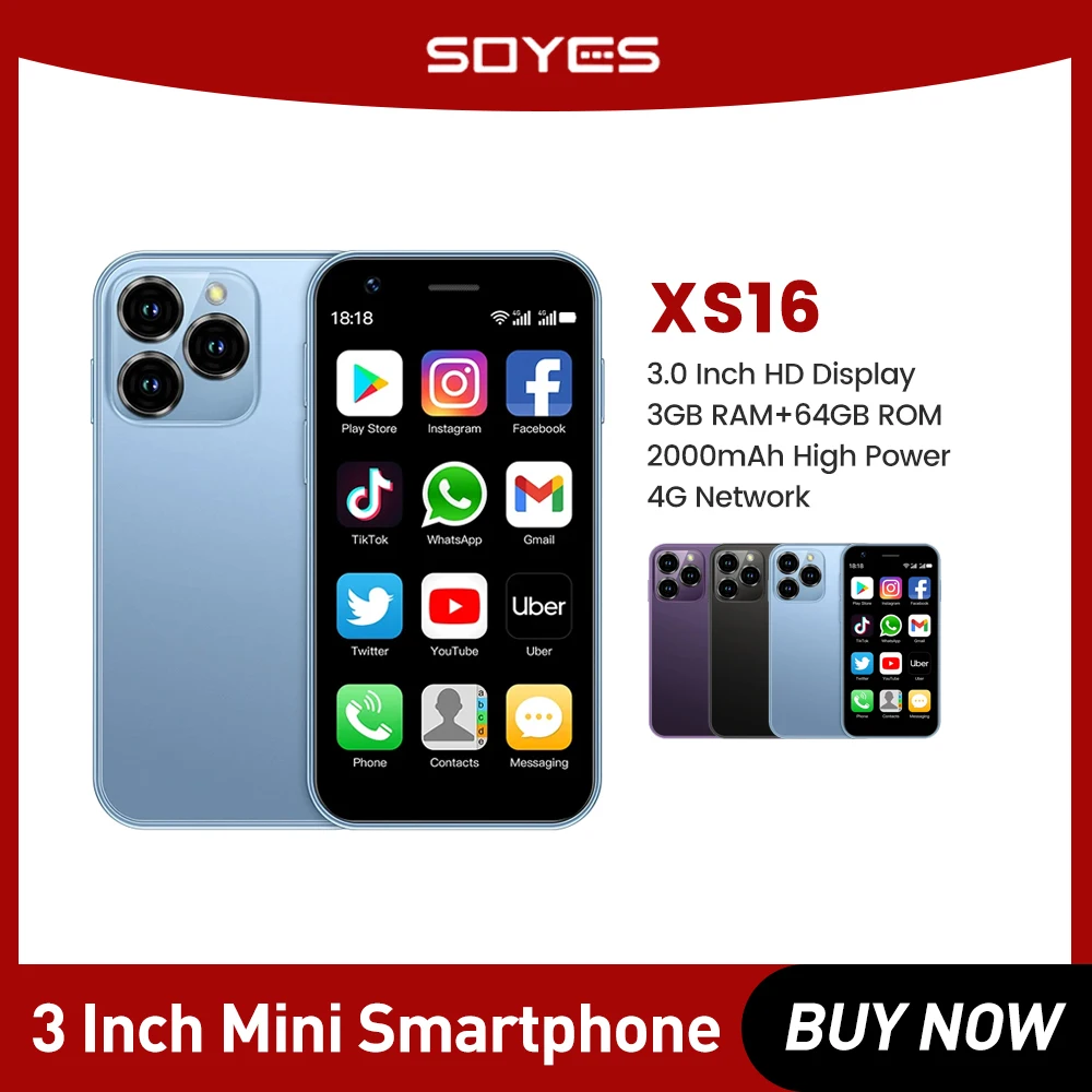 soyes mini smartphone xs16 quad core android 100 mobile phone dual sim standby 4g lte 2000mah 5mp 3gb 64gb 01