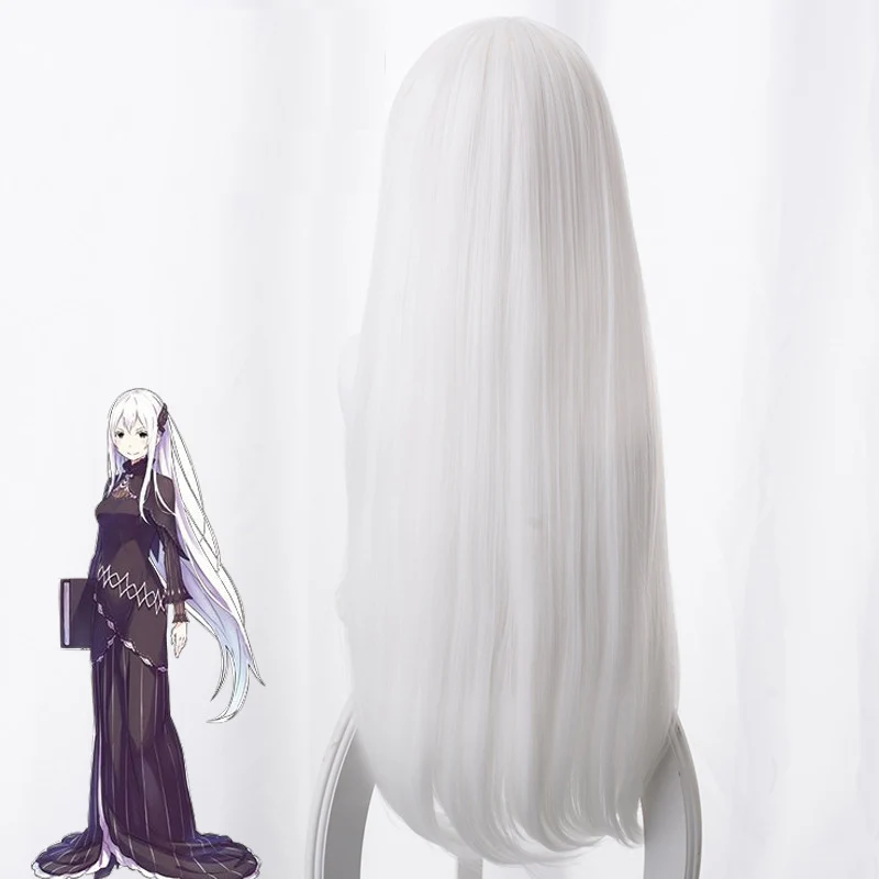 Peruki Echidna Cosplay RE: ZERO od życie w innym świecie Boku białe długie proste włosy 80cm i 100cm