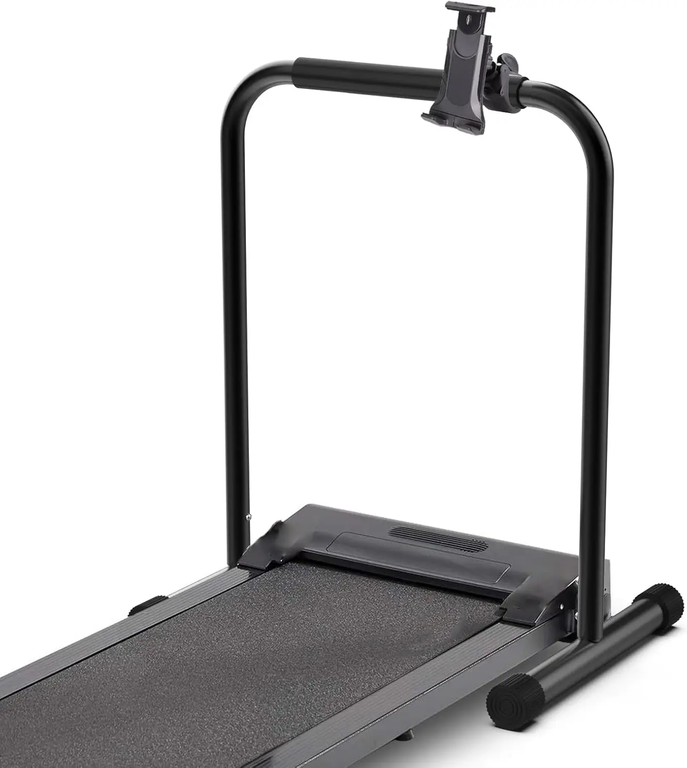 

Walking Pad Handle Bar with Phone Holder, 19.7in Wide, Adjustable Height 33.5-43.3in, Non-Slip Feet, Easy Assembly, Black