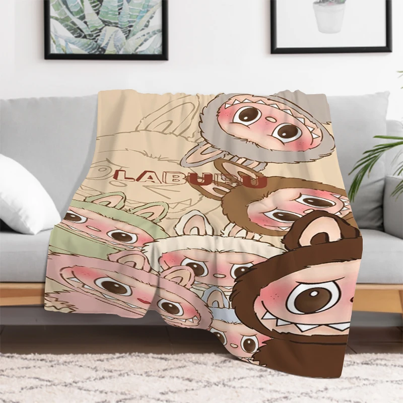 

New Labubu Cartoon Anime Flannel Blanket Labubu Throw Home Sofa Lunch Break Blankets Student Blankets Nap Gift